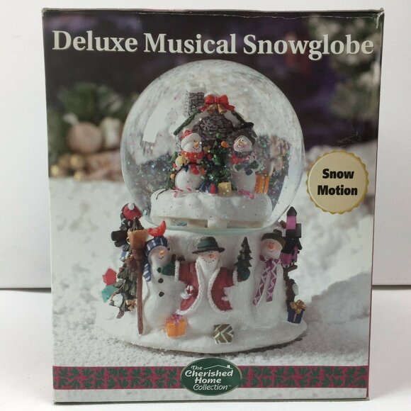 The Cherished Home Collection Deluxe Musical Snowglobe With Snow Motion Snowman - Picture 5 of 11